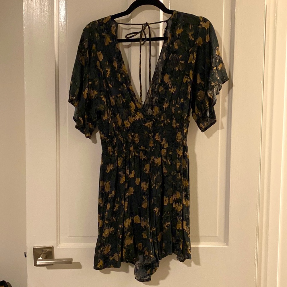 Olive and Tan Patterned Romper